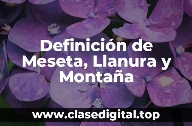 Definición de Meseta, Llanura y Montaña