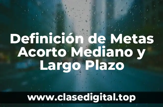 Definición de Metas Acorto Mediano y Largo Plazo