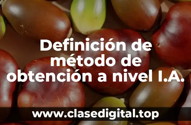 Definición de método de obtención a nivel I.A.