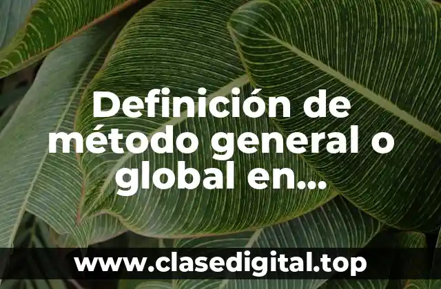 Definición de método general o global en contabilidad