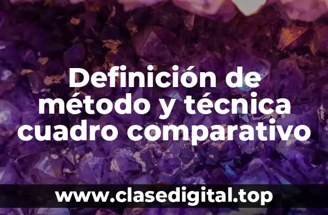 Definición de método y técnica cuadro comparativo