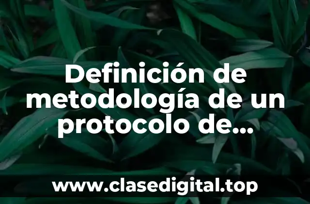 Definición de metodología de un protocolo de investigación