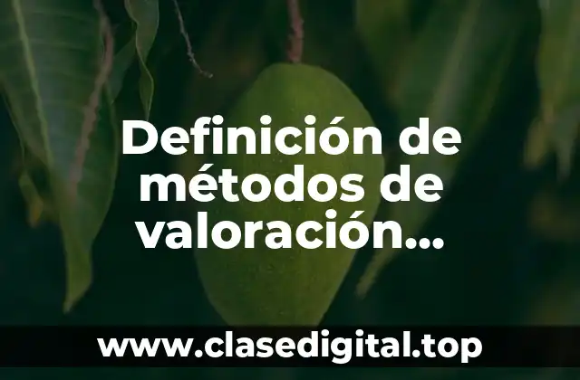 Definición de métodos de valoración económica de los servicios ambientales