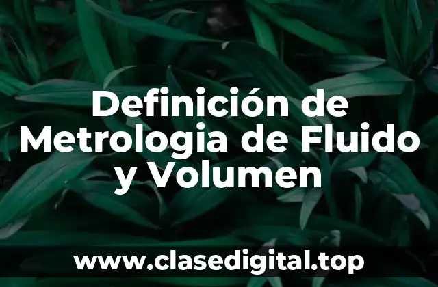 Definición Técnica de Metrologia de Fluido y Volumen