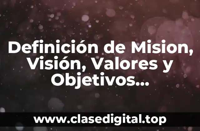 Definición técnica de Mision, Visión, Valores y Objetivos Organizacionales