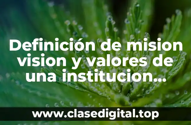 Definición de mision vision y valores de una institucion educativa