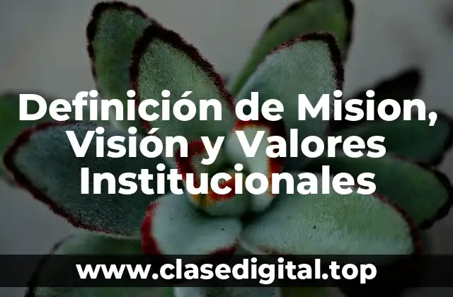 Definición Técnica de Mision, Visión y Valores Institucionales