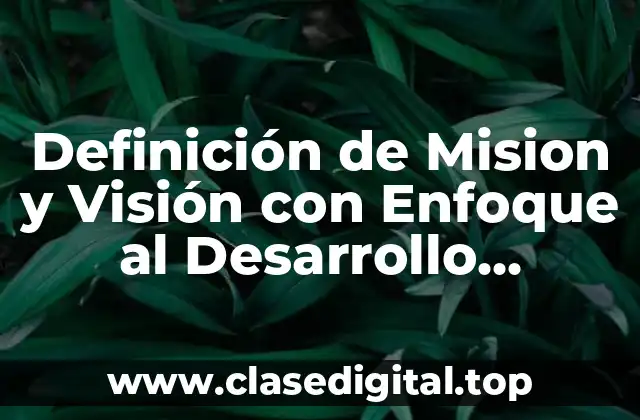 Definición de Mision y Visión con Enfoque al Desarrollo Organizacional