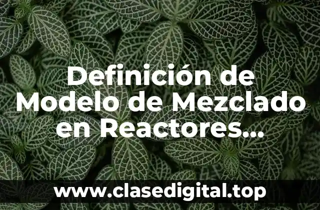 Definición de Modelo de Mezclado en Reactores Químicos