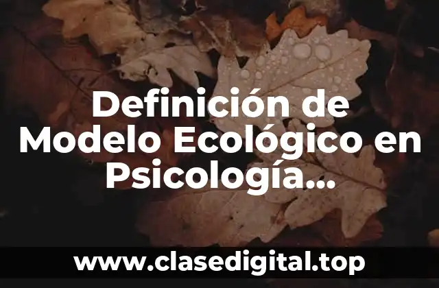Definición de Modelo Ecológico en Psicología Comunitaria