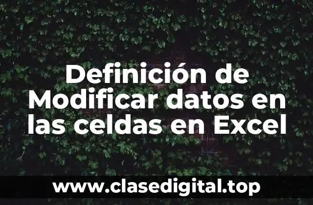 Definición de Modificar datos en las celdas en Excel