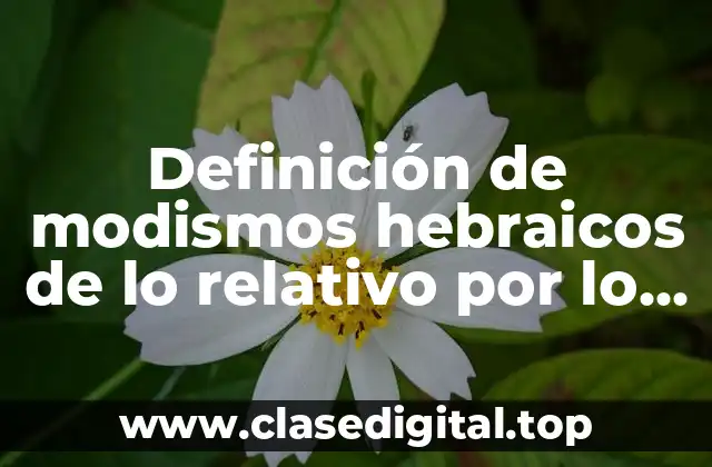 Ejemplos de modismos hebraicos de lo relativo por lo absoluto