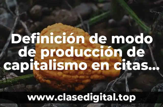 Definición de modo de producción de capitalismo en citas y síntesis