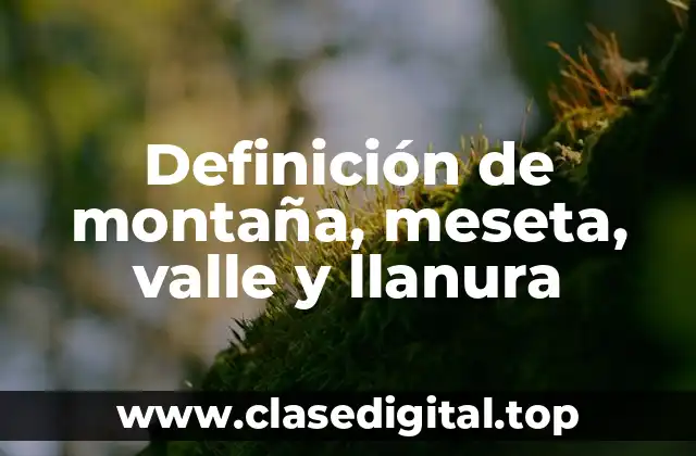 Definición de montaña, meseta, valle y llanura