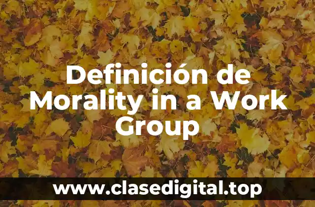 Definición de Morality in a Work Group