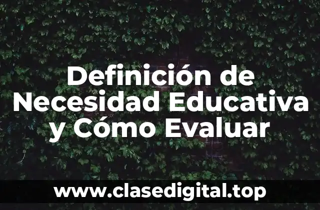 Definición de Necesidad Educativa y Cómo Evaluar