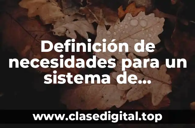 Definición técnica de necesidades para un sistema de información