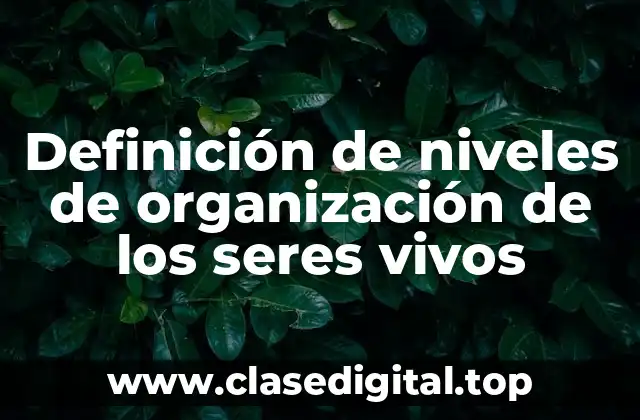 Definición de niveles de organización de los seres vivos