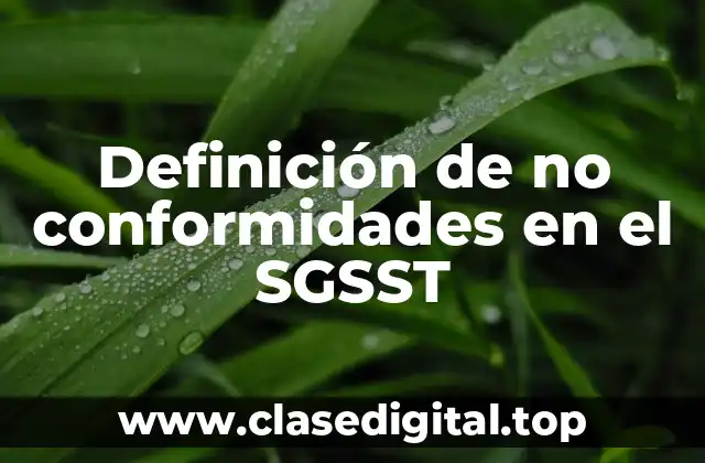 Definición de no conformidades en el SGSST