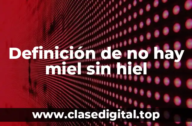 Definición de no hay miel sin hiel