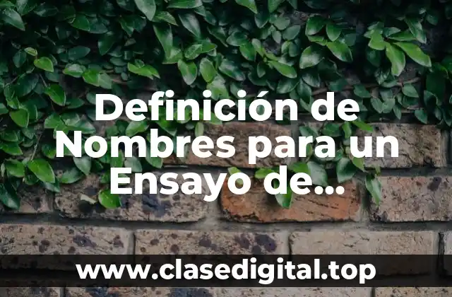 Definición de Nombres para un Ensayo de Educación y Curriculum