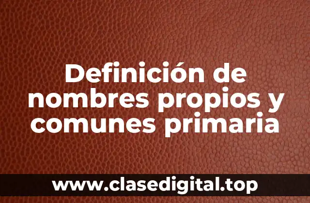 Definición de nombres propios y comunes primaria