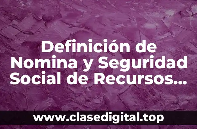 Definición Técnica de Nomina y Seguridad Social de Recursos Humanos