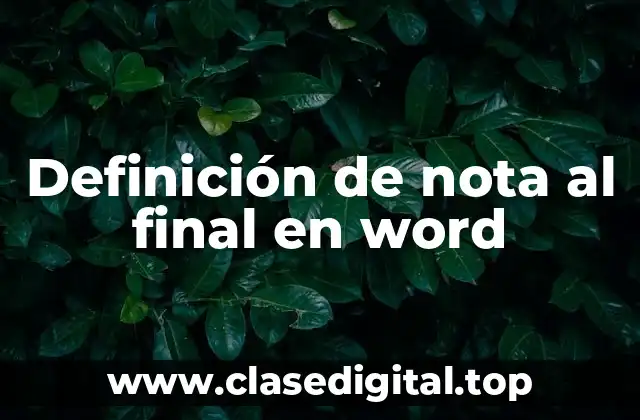 Definición técnica de nota al final en word