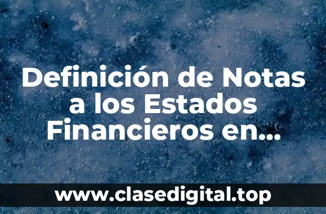 Definición de Notas a los Estados Financieros en Contabilidad