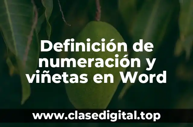 Definición de numeración y viñetas en Word