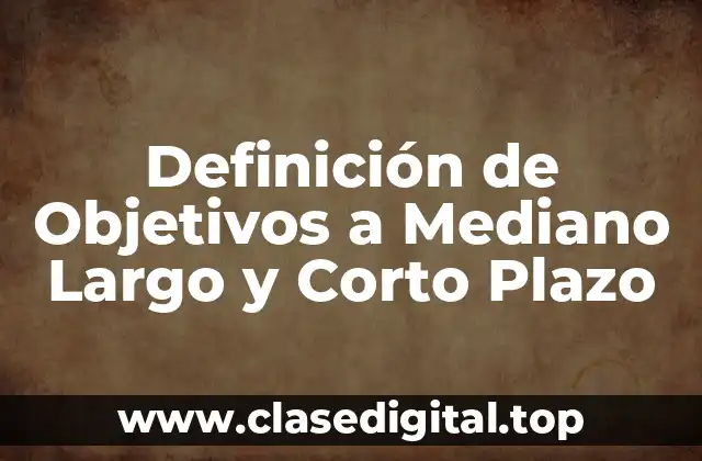 Definición de Objetivos a Mediano Largo y Corto Plazo