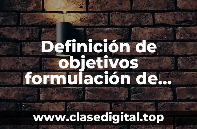 Definición técnica de objetivos formulación de medidas de oportunidad
