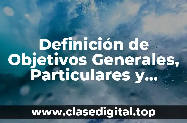 Definición de Objetivos Generales, Particulares y Específicos