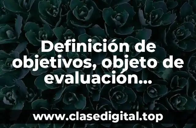Definición de objetivos, objeto de evaluación, determinación de indicadores