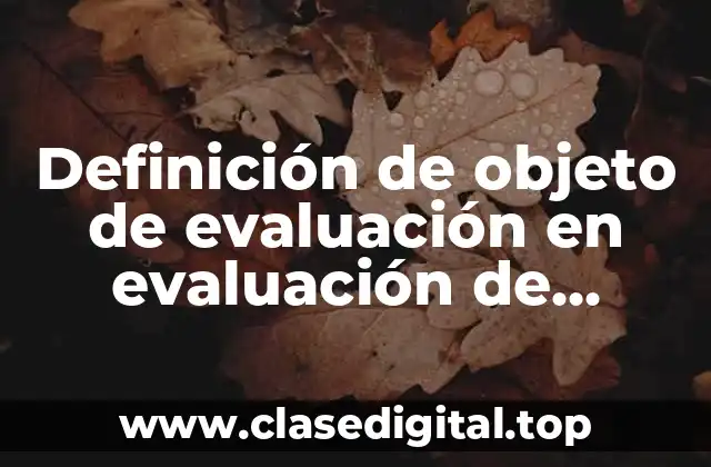 Definición de objeto de evaluación en evaluación de proyectos