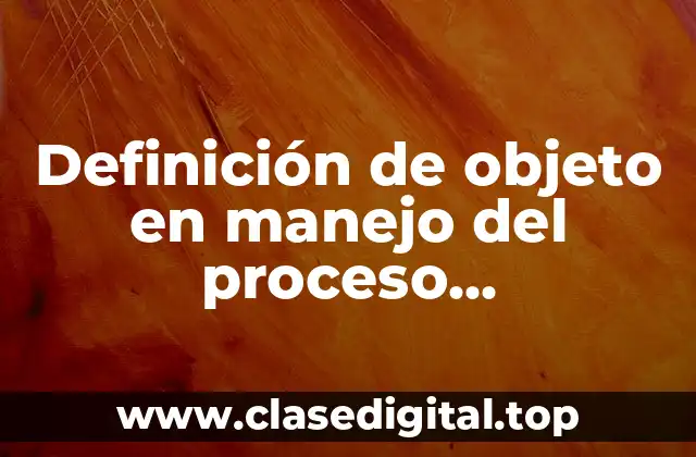 Definición de objeto en manejo del proceso administrativo