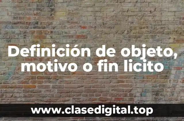 Definición de objeto, motivo o fin licito