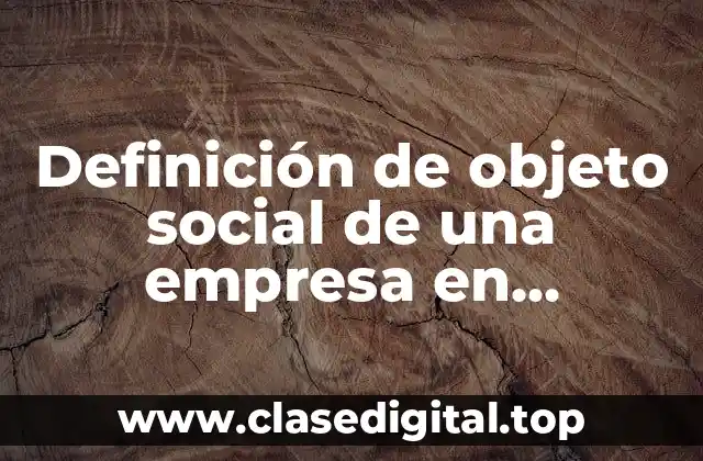 Definición de objeto social de una empresa en Colombia