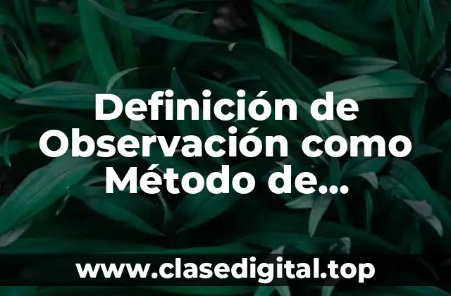 Definición de Observación como Método de Investigación