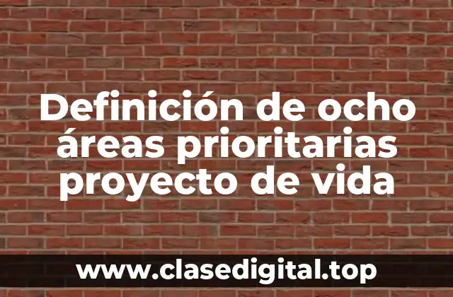 Ejemplos de ocho áreas prioritarias del proyecto de vida