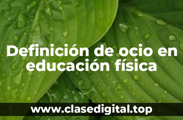 Definición técnica de ocio en educación física