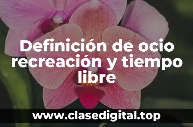 Definición de ocio recreación y tiempo libre