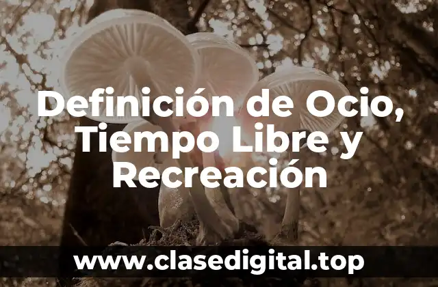 Definición de Ocio, Tiempo Libre y Recreación
