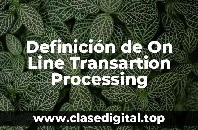 Definición de On Line Transartion Processing