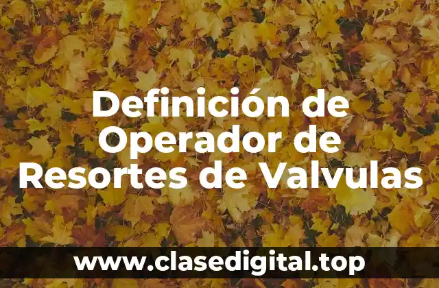 Definición de Operador de Resortes de Valvulas