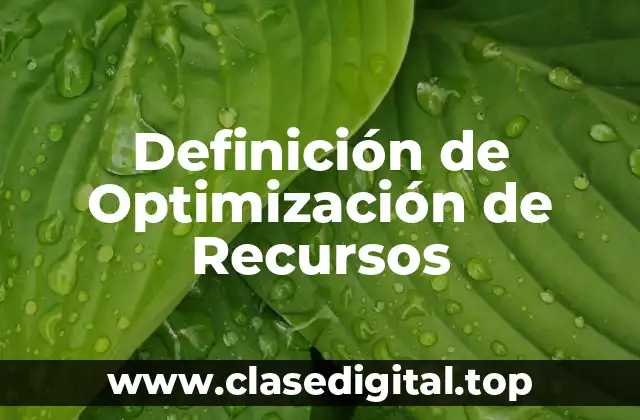 Definición Técnica de Optimización de Recursos