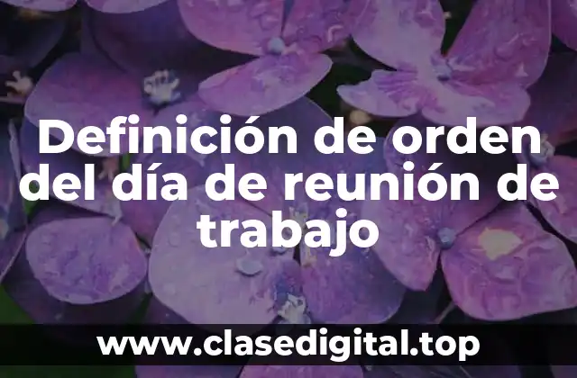 Definición de orden del día de reunión de trabajo