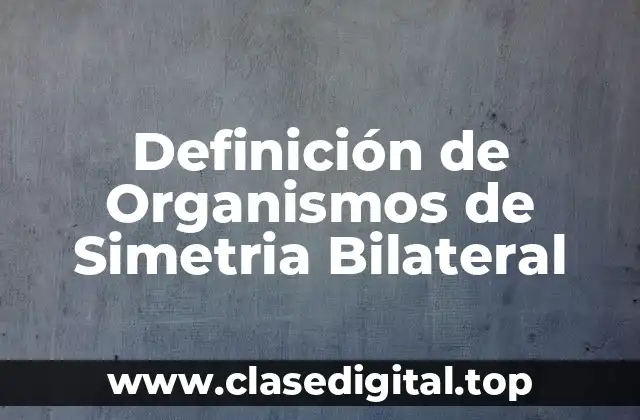 Definición de Organismos de Simetria Bilateral