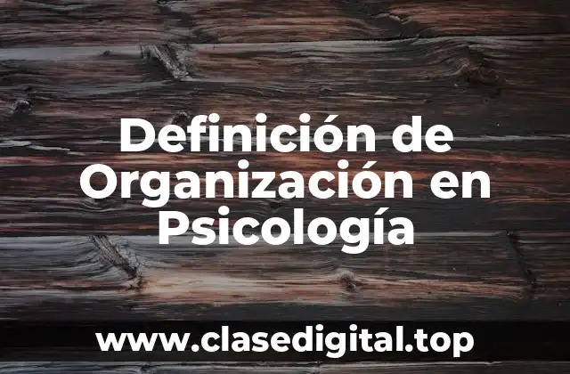 Definición de Organización en Psicología