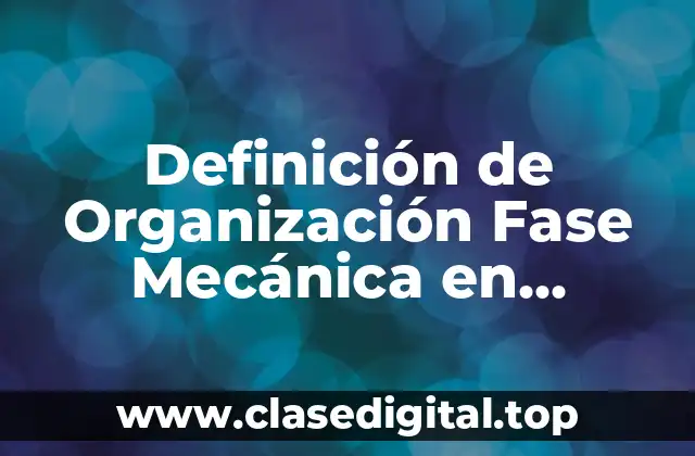 Definición de Organización Fase Mecánica en Administración